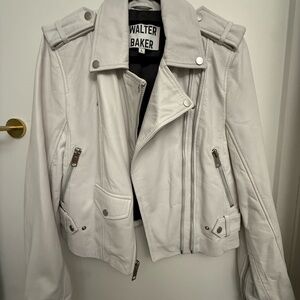 Walter Baker White Women's Leather Moto Jacket